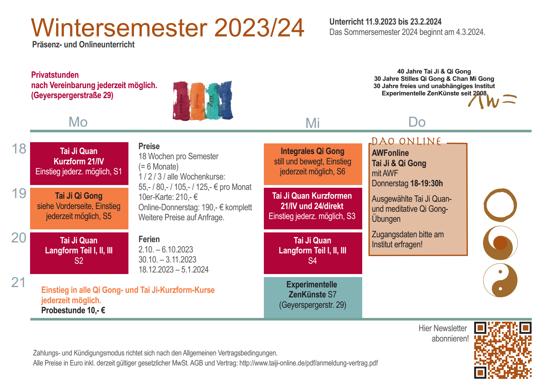 Unterricht Winter 2023/24